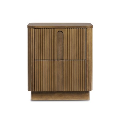 Teamson Home Potomac Modern Boho Solid Wood 2-Drawer Nightstand with Push-to-Open Storage & Rounded Corner