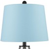 360 Lighting Hudson Rustic Table Lamps 23" High Set of 2 Bronze Metal Glass Blue Hardback Linen Drum Shade for Bedroom Living Room Bedside Nightstand - 2 of 4