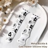 HTUTWOO Floral Apple Watch Band, Engraved Flower Silicone Strap 38/40/41/42/43/44/45/49mm for iWatch Series 11 10 9 8 7 6 5 4 3 2 SE Ultra - 3 of 4
