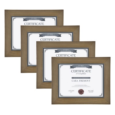 Classic Rustic Brown Wood Certificate Frames, 8.5x11, Set of 4