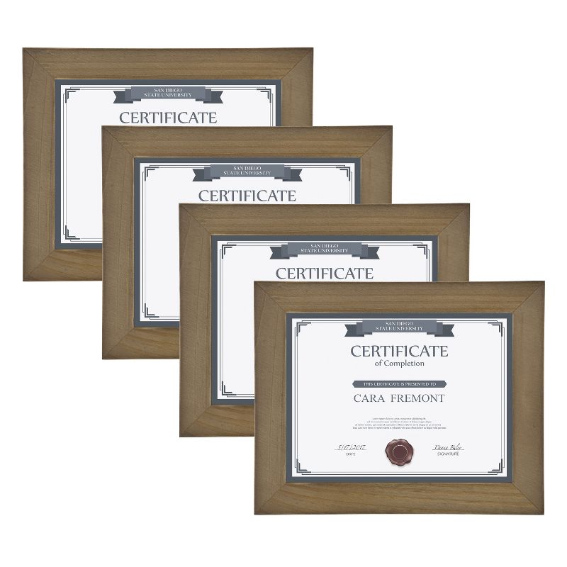 DesignOvation Museum Rectangle Wood Document Frame, 8.5x11, Rustic Brown, 1 of 9