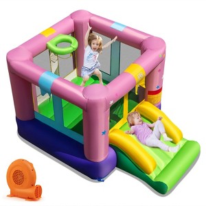 Costway Inflatable Bouncy Castle with Jumping Area Slide & Basketball Game - 1 of 4