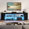 Pinmoco 70" LED TV Stand, Gaming Entertainment Center with Bookshelf & 4 Open Shelves, Black - 3 of 4
