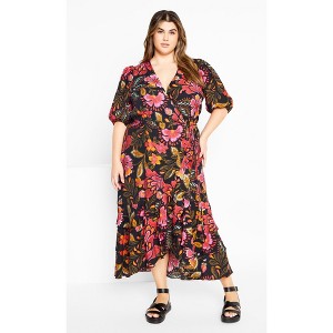 Women's Plus Size Bea Print Dress - black | CITY CHIC - 1 of 4