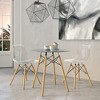 LeisureMod Cresco (Set of 2) Mid-Century Modern Acrylic Dining Chairs with Wooden Dowel Eiffel Legs – Kitchen & Dining Room Chairs - 2 of 4