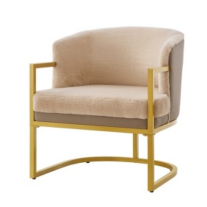 Accent Chair Upholstered Armchair Cozy Reading Chair with Gold Metal Frame - ModernLuxe - 1 of 4