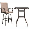CuisinSmart Bar Height Patio Table Bistro High Top Patio Table Outdoor Bar Table Metal Frame Tempered Glass Table Brown - 3 of 3