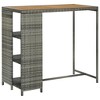 vidaXL Modern PE Rattan and Steel Bar Table with Acacia Wood Tabletop, Convenient Storage Rack in Gray and Brown for Indoor/Outdoor Use - 2 of 4
