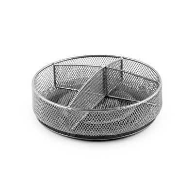 Design Ideas Mesh Divided Lazy Susan – Kitchen, Pantry, and Bathroom Spinning Storage Organizer – Silver, 7.3” x 7.3” x 2”