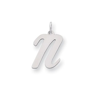 Black Bow Jewelry 14k White Gold, Madison Collection, Medium Script Initial Pendant A-W - 1 of 4