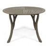 Outdoor Round Dining Table, Teak Finish Patio Table with Curved Legs, Slatted Top, for Deck, Balcony-The Pop Home - 4 of 4