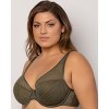 Curvy Couture Women's Sheer Mesh Plunge T-shirt Bra Olive Waves 42h : Target