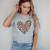 Simply Sage Market Women's Leopard Baseball Heart Short Sleeve Graphic Tee - 2 of 3