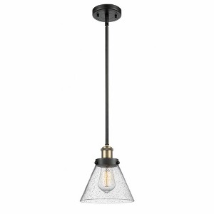 Cone - 1 Light Stem Hung Mini Pendant In Industrial Style-10 Inches Tall and 8 Inches Wide - 1 of 1