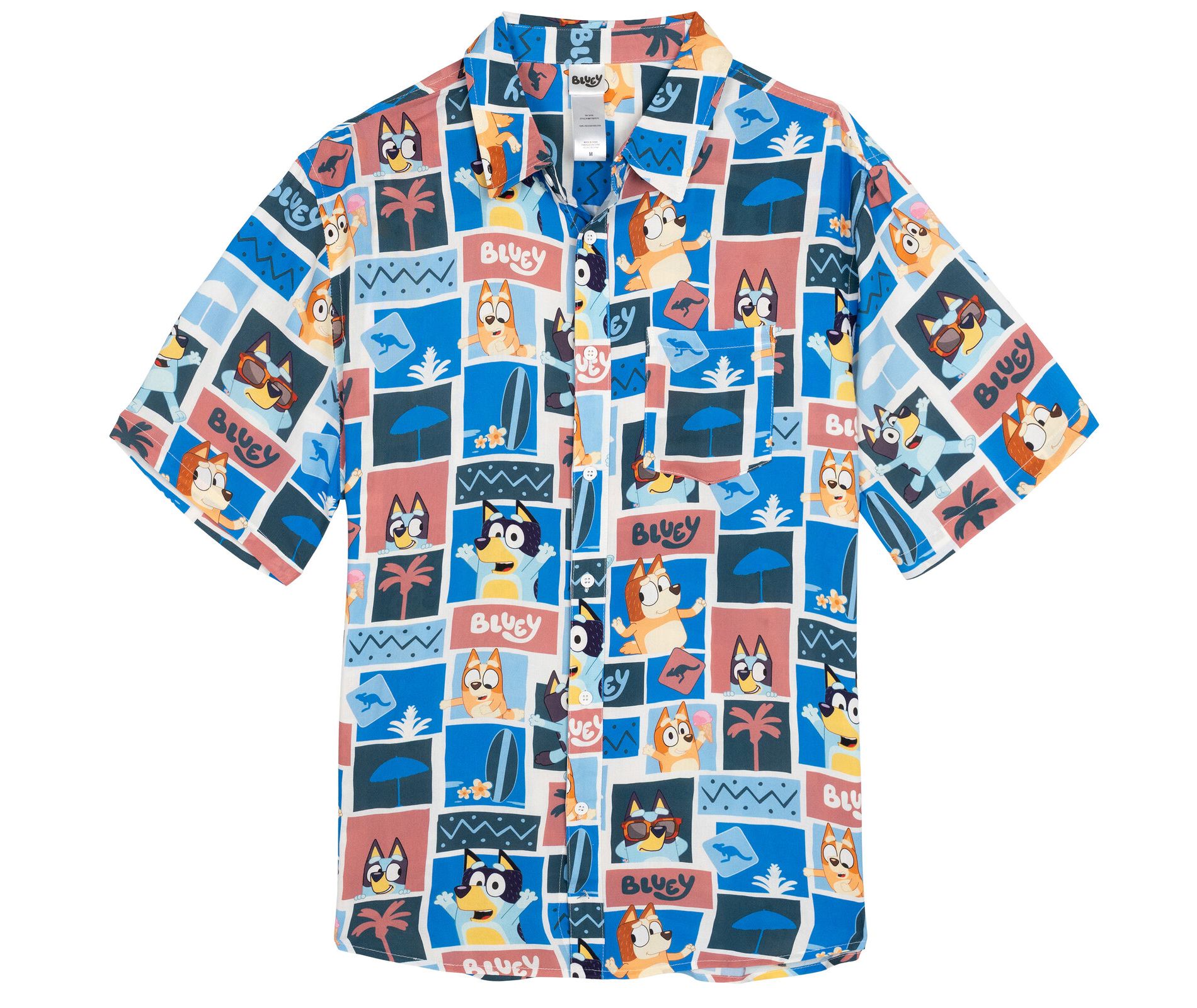 Bluey Hawaiian Button Down Dress Shirt Adult