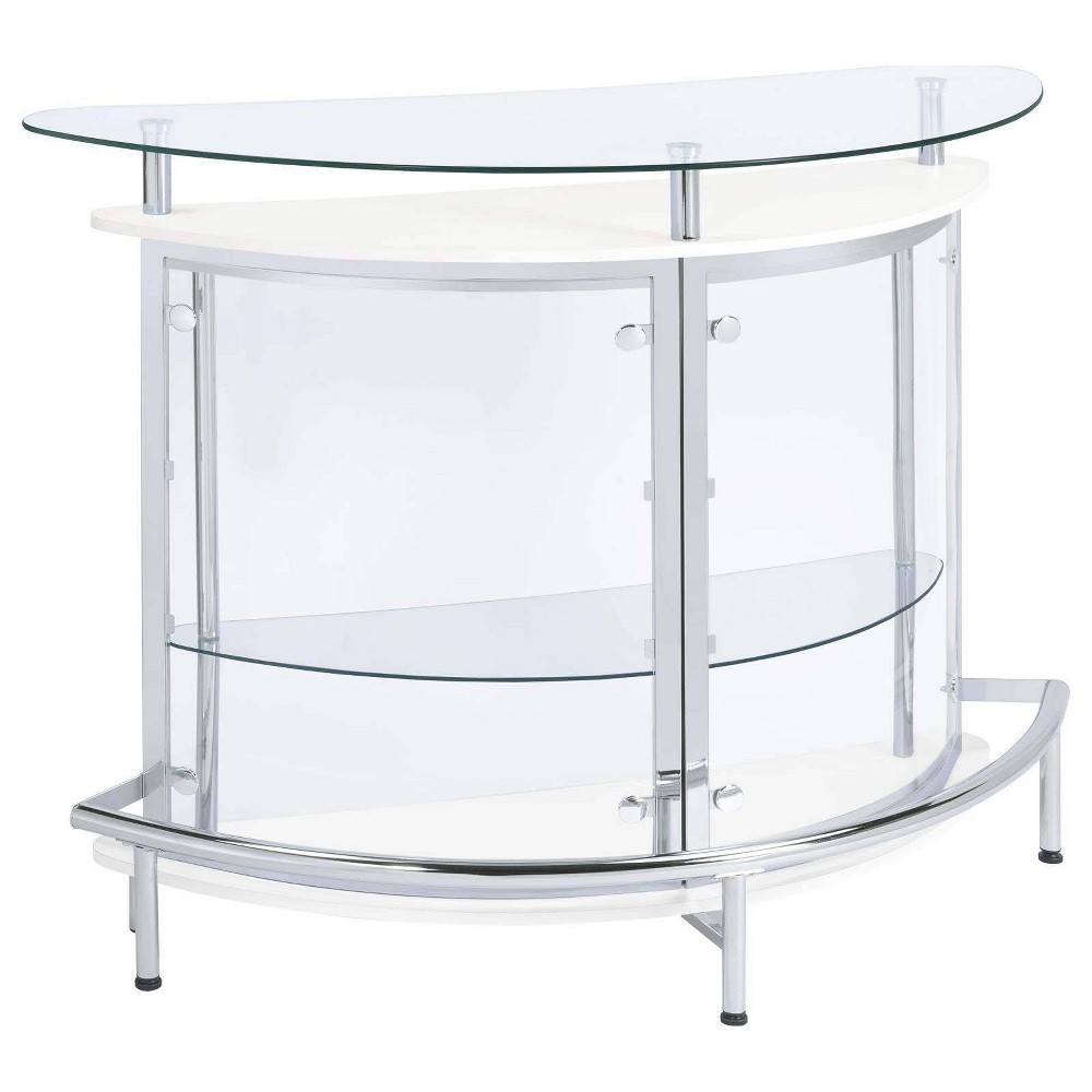 Photos - Kitchen System Coaster Amarillo Modern 2 Tier Home Bar Cabinet White/Chrome