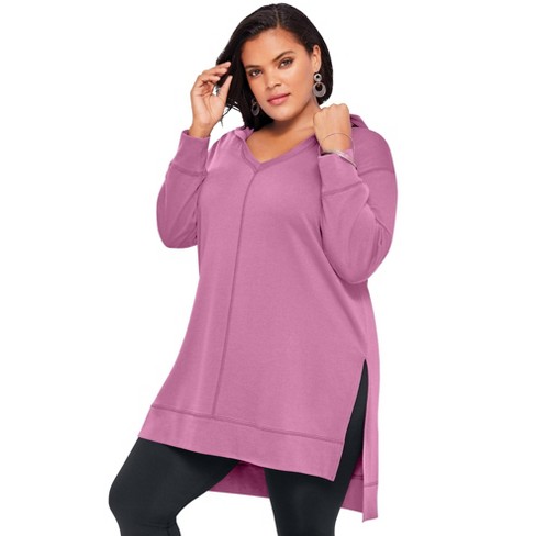 Roaman s Women s Plus Size Tunic Hoodie 42 44 Mauve Orchid Target