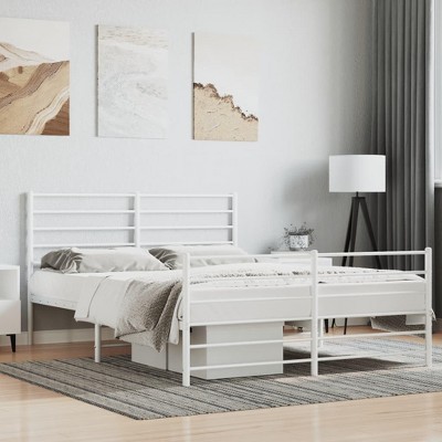 vidaXL Sturdy and Elegant Metal Double Bed Frame with Headboard, Footboard and Extra Under-Bed Storage Space