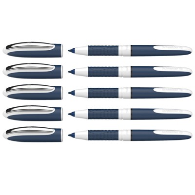Schneider One Change Refillable Rollerball Pens, 0.6 mm, Black, Pack of 5