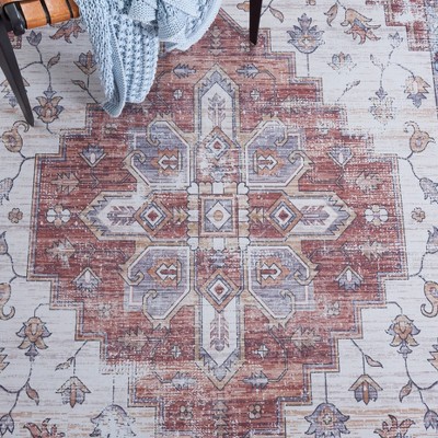 Ivory Synthetic Non-slip 8' x 10' Rectangular Area Rug