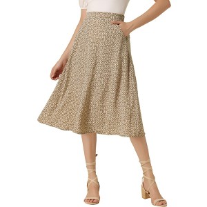 Allegra K Women's Chiffon Summer Vintage Floral Print A-Line Midi Skirts - 1 of 4