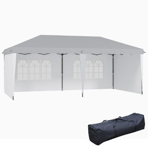 Outsunny 10' x 20' Heavy Duty Pop Up Canopy Party Tent with 4 Removable Sidewalls, Outdoor Cabana Gazebo with Carry Bag, Weather Protection - 1 of 4