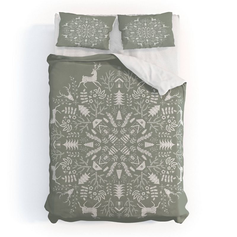 King Pimlada Phuapradit Winter Forest 1 Polyester Duvet Cover + Pillow Shams Gray - Deny Designs, 5 of 9