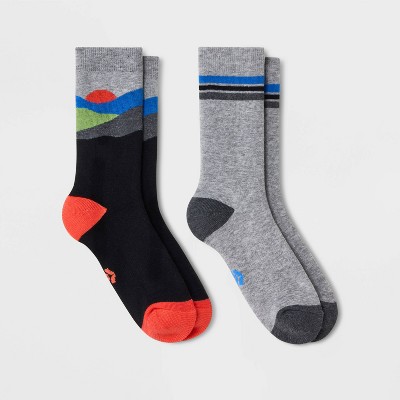 Kids' 2pk Outdoor Crew Socks - All in Motion™ Red 