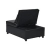 Contemporary Faux Leather Folding Ottoman Sofa Bed black - 4 of 4