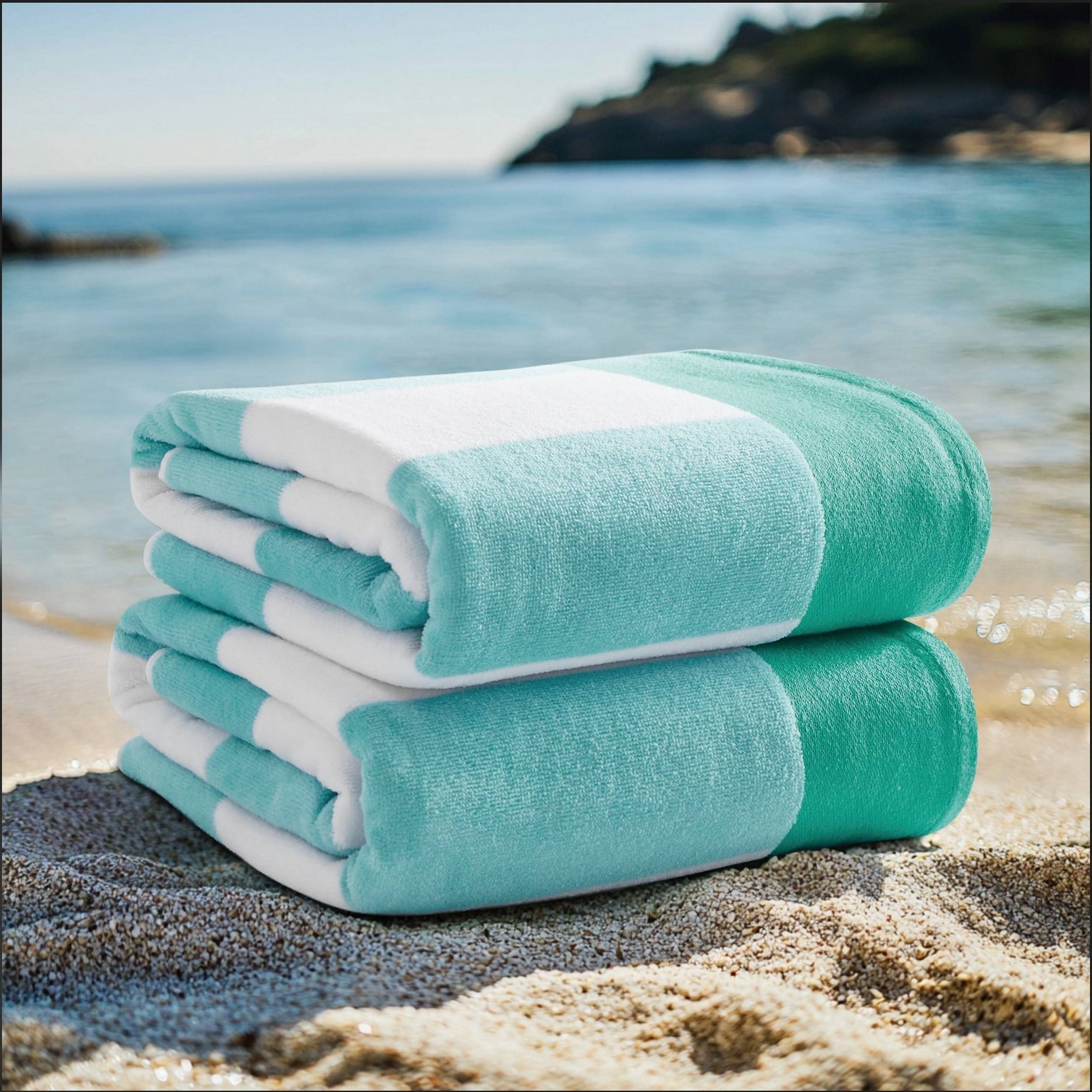 Oceanfront Resort 2pk Cabana Striped Beach Towels Turquoise