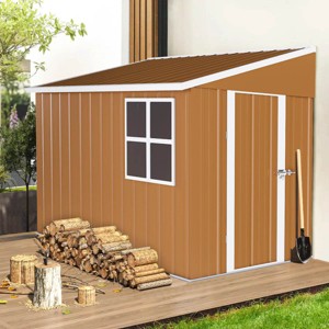 Metal Backyard Storage Shed with Sliding Door and Windows,Heavy Duty Outdoor Garden Storage Shed,Weatherproof Metal Tool Shed-Coolbibila - 1 of 4