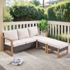 Buenhomino 3 Pieces Patio Sofa with Ottomans, All-Weather PE Rattan Wicker Sofa Small Patio Conversation Couch with Cushion,Blue Cushion&Brown Wicker - 2 of 4