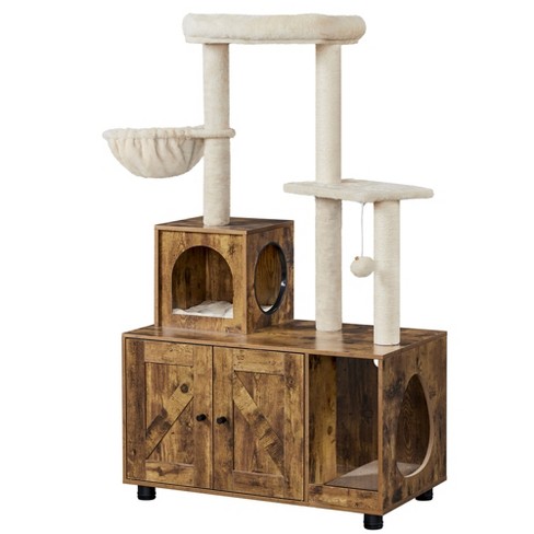 Cat tree house with litter box hotsell