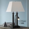 Possini Euro Design Deacon Modern Desk Table Lamp 26" High Black with USB and AC Power Outlet in Base LED Reading Light Oatmeal Shade for Office Desk - 2 of 4