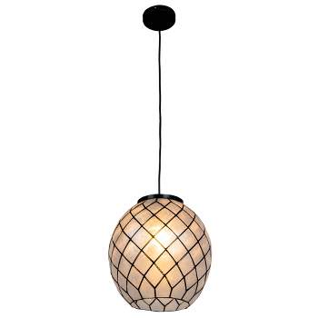 Storied Home Marina Natural Capiz and Metal Orb Pendant Ceiling Light 