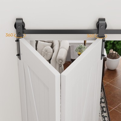 48" Black Steel Bi-Folding Sliding Barn Door Hardware Kit