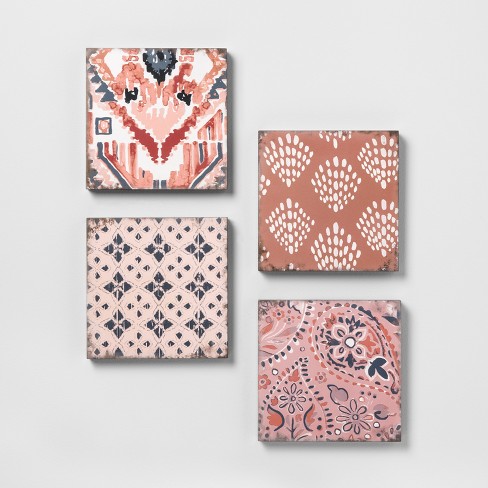 Mixed Pattern 4pk Wall Decor Set Pink Opalhouse Target