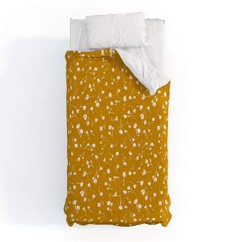 Schatzi Brown Libby Floral Marigold Duvet Cover Set Yellow - Deny Designs