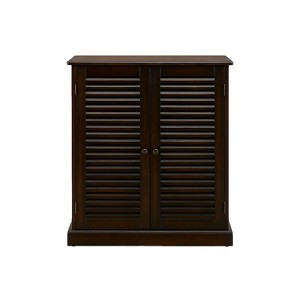 TiramisuBest Shoe Cabinet with 5 Shelves and Louvered Doors,Oak - 1 of 4
