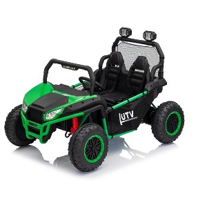 24V Kids Ride On Utv,2-Seater 4WD Electric Truck with Sun Shade, Remote Control, Led Lights, 4 Shock Absorbers - 1 of 1
