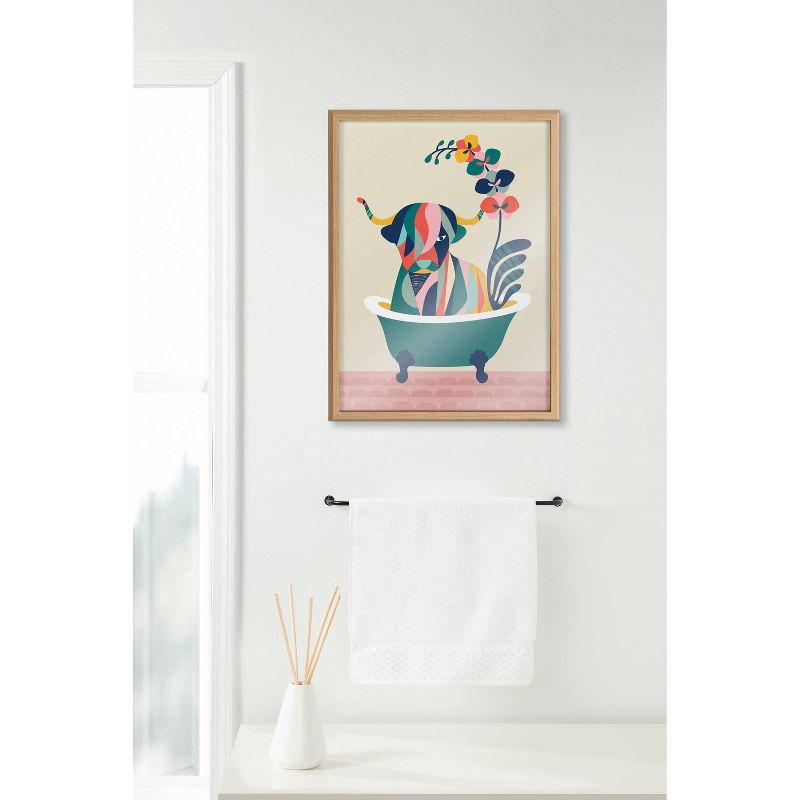 18&#34; x 24&#34; Blake Mid-Century Modern Cow in Bathtub Framed Printed Glass Natural - Kate &#38; Laurel All Things Decor, 6 of 8