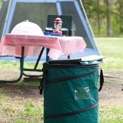 Green Pop-Up Outdoor Trash Can with Zipper Lid, 29.5 Gallon