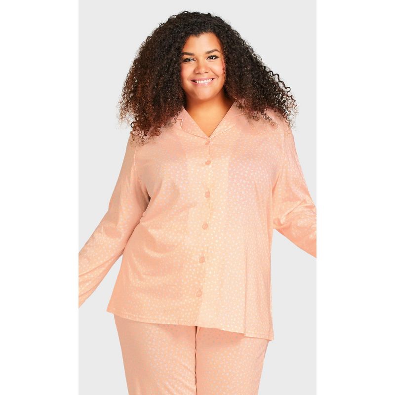 Women's Plus Size Button Through Sleep Top - Pink | AVENUE, 1 of 7