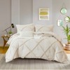 Tufted Comforter Set With Pillowcase – Shabby Chic Farmhouse Bedding with Geometric Embroidery, Soft Lightweight Quilt - 2 of 4