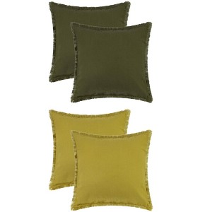 Unique Bargains 4 Pcs Cotton Decorative Throw Pillow Cover with Tassel Trim for Farmhouse Sofa Couch Bed - 1 of 4