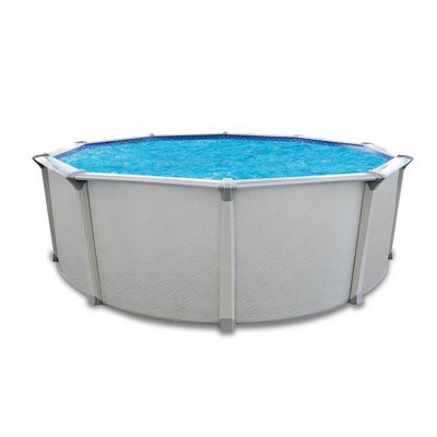 Aquarian Pools Fuzion Series 21 foot x 52 Inch Round Steel Resin Outdoor Backyard Above Ground Family Swimming Pool, Gray Mist