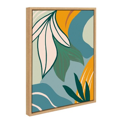 Sylvie Mexico City Morning Abstract Canvas Wall Art with Natural Frame