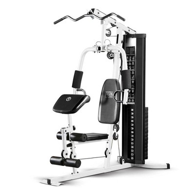 Marcy Dual Functioning Body Fitness Workout 150 Pound Stack Home Gym System  With Adjustable Preacher Curler Pad And Overhead Lat Station, White/black :  Target