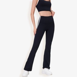 Anna-Kaci Active Women's High Waist Flare Legging Pants with Side Stripes and Athletic Fitted - 1 of 4