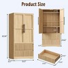 Bedroom Wooden Armoire Wardrobe Closet, Freestanding Wardrobe Armoire Cabinet with Glass/Wood Doors and 2 Drawers, Shelves & Hanging Rod - 2 of 4